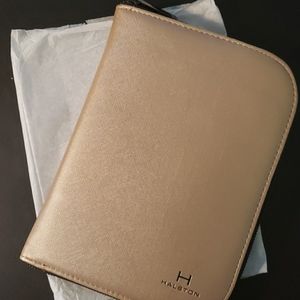 Halston metallic gold travel jewelry organizer